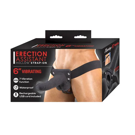 Novelties By Nasswalk Female Sex Toys Erection Assistant Hollow StrapOn Vibrating 6 in Black