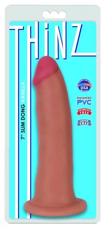Curve Toys Dildos Thinz Slim Dong Black Brown Flesh small
