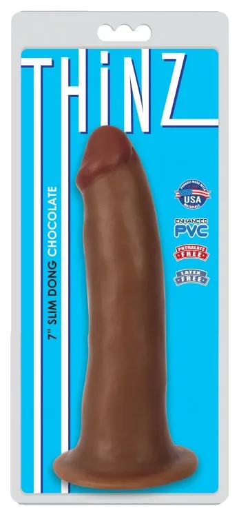 Curve Toys Dildos Thinz Slim Dong Black Brown Flesh small Curve Toys Dildos Thinz Slim Dong Black Brown Flesh small