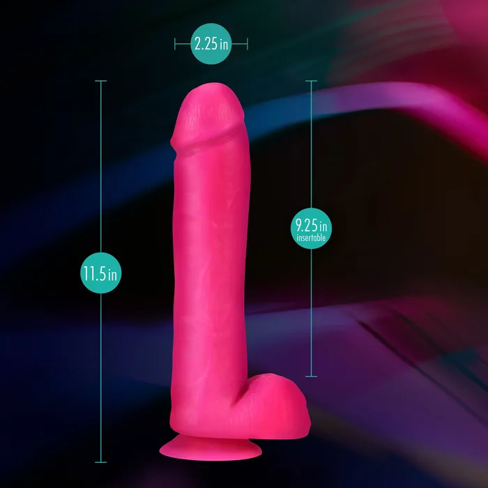 Blush Novelties Neo Elite 11 Inch Silicone Dual Density Cock with Balls Neon Pink Dildos