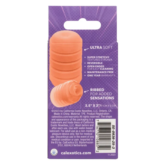 CalExotics Male Sex Toys Pop Sock Ribbed Pocket Stroker Orange