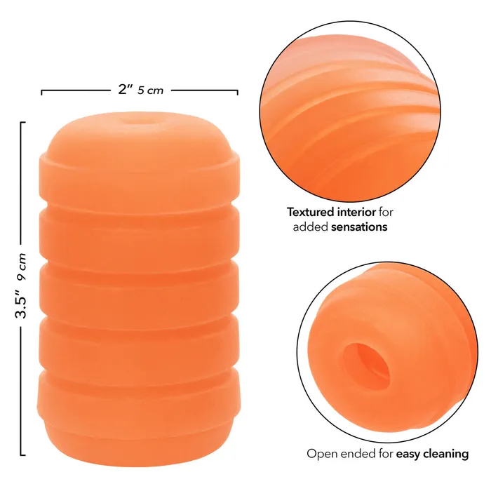 CalExotics Male Sex Toys Pop Sock Ribbed Pocket Stroker Orange