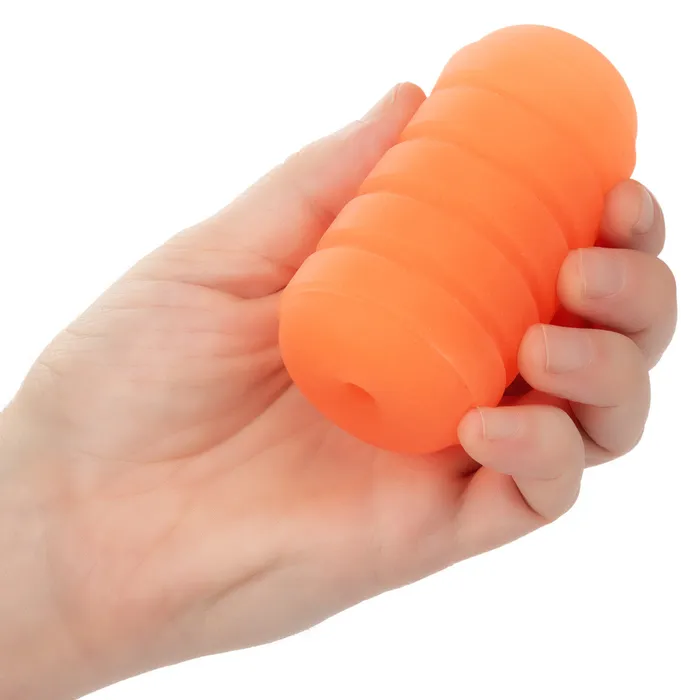 CalExotics Male Sex Toys Pop Sock Ribbed Pocket Stroker Orange