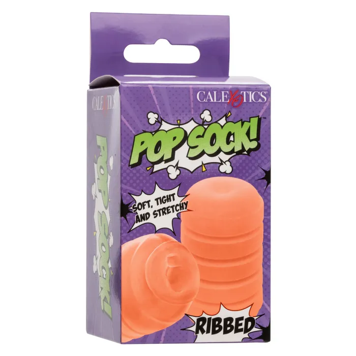 CalExotics Male Sex Toys Pop Sock Ribbed Pocket Stroker Orange
