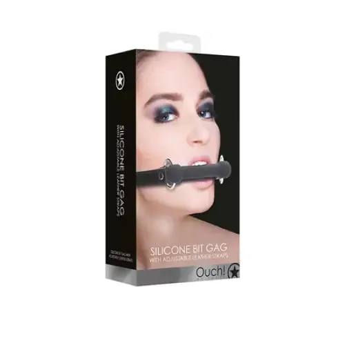 Anal Ouch Adjustable Silicone Bit Gag Black SHOTS AMERICA
