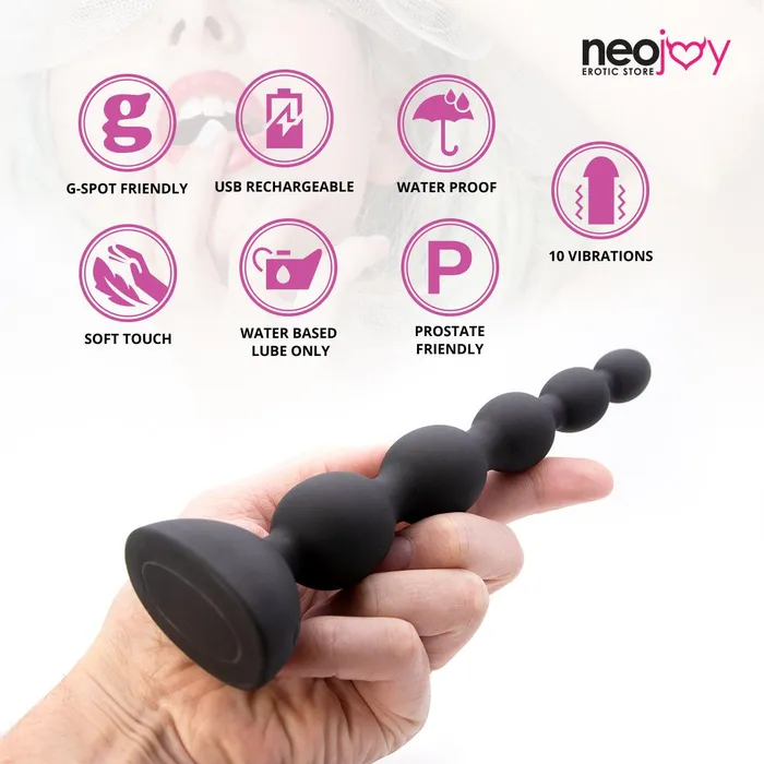Neojoy Double Vibe Beads 10 Speeds Anal Vibrator Silicone Butt Plug Prostate Massager Adult Sex Toy Neojoy Anal