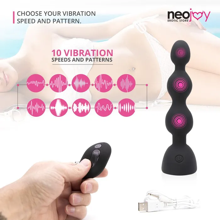 Neojoy Double Vibe Beads 10 Speeds Anal Vibrator Silicone Butt Plug Prostate Massager Adult Sex Toy Neojoy Anal