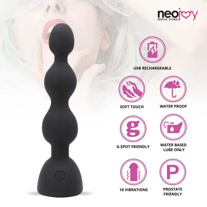Neojoy Double Vibe Beads 10 Speeds Anal Vibrator Silicone Butt Plug Prostate Massager Adult Sex Toy Neojoy Anal