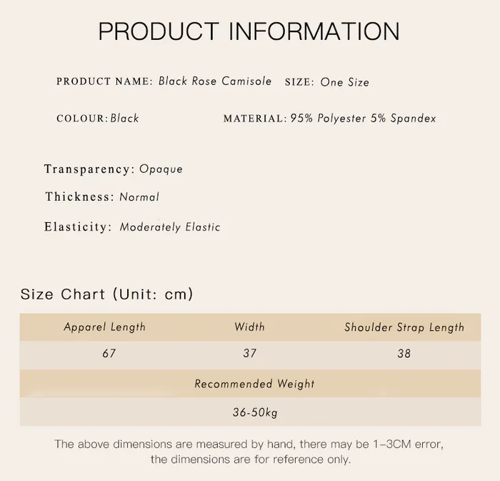 Qiuistore Vibrators Black Rose Camisole