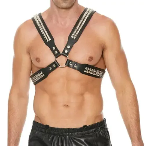 SHOTS AMERICA Female Sex Toys Ouch Uomo Premium Mens Pyramid Stud Body Harness