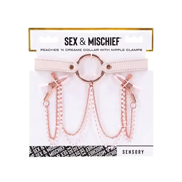 Sportsheets Peaches n CreaMe Collar with Nipple Clamps Sportsheets International Female Sex Toys Sportsheets Peaches n CreaMe Collar with Nipple Clamps Sportsheets International Female Sex Toys