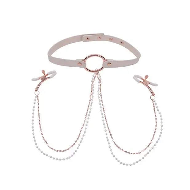 Sportsheets Peaches n CreaMe Collar with Nipple Clamps Sportsheets International Female Sex Toys