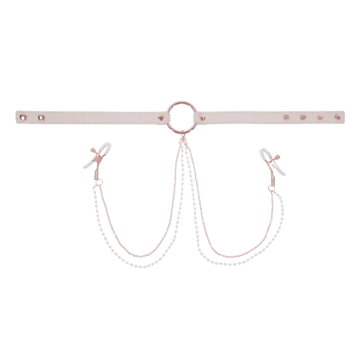 Sportsheets Peaches n CreaMe Collar with Nipple Clamps Sportsheets International Female Sex Toys