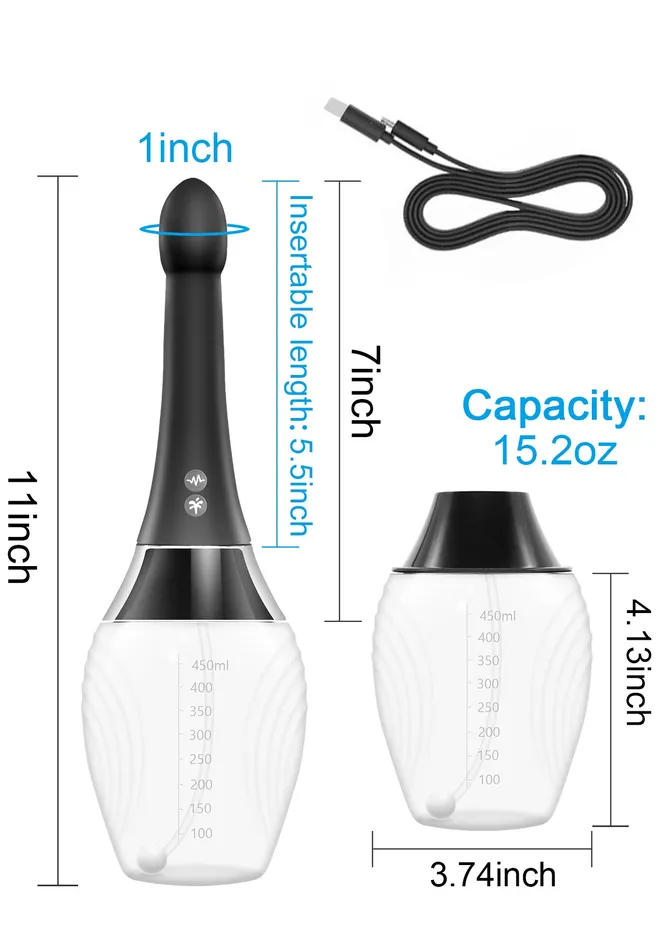 Amovibe Male Sex Toys Silicone Enema Anal Douche with Vibration