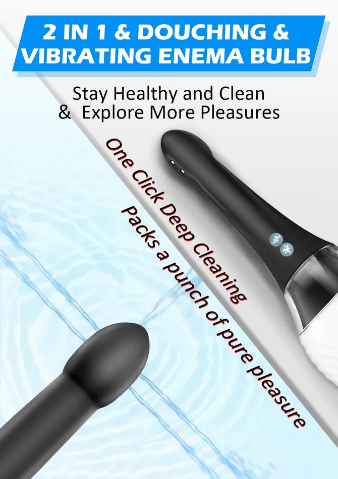 Amovibe Male Sex Toys Silicone Enema Anal Douche with Vibration