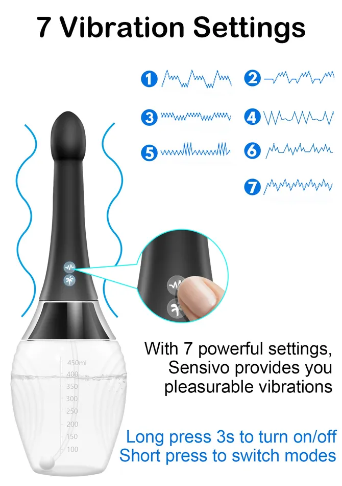 Amovibe Male Sex Toys Silicone Enema Anal Douche with Vibration