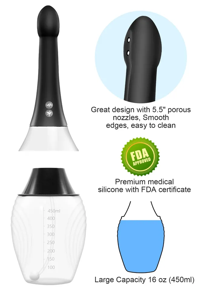 Amovibe Male Sex Toys Silicone Enema Anal Douche with Vibration