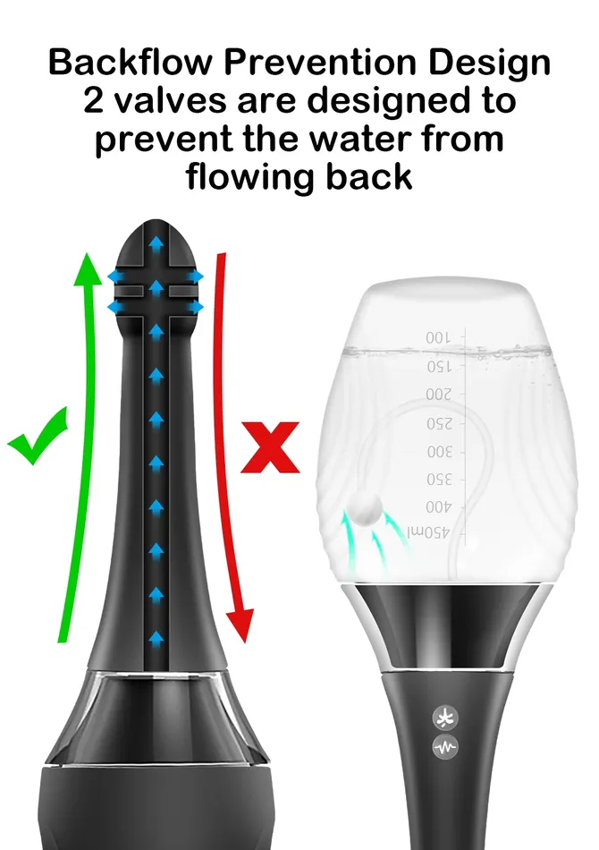 Amovibe Male Sex Toys Silicone Enema Anal Douche with Vibration
