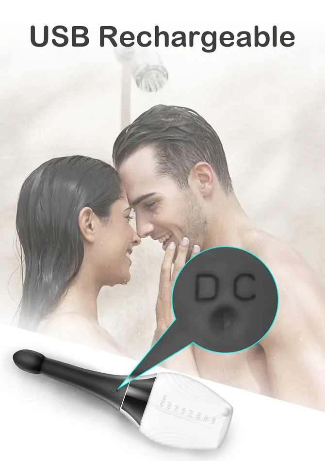 Amovibe Male Sex Toys Silicone Enema Anal Douche with Vibration