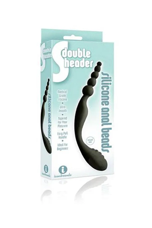 Anal Icon Brands The 9s Double Header Silicone Anal Beads Black MJM