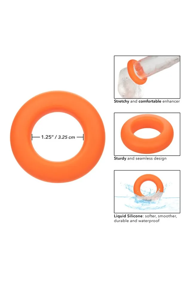 Cal Exotics Cal Exotics Alpha Liquid Silicone Prolong Large Cock Ring Orange Male Sex Toys