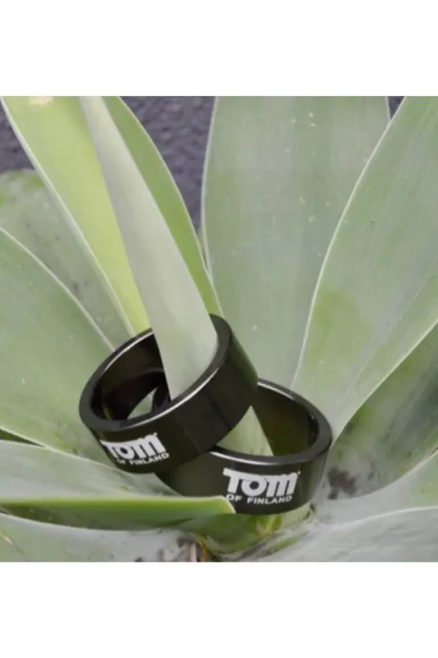 Male Sex Toys XR Brands Tom of Finland 60mm Aluminum Cock Ring Black XR Brands