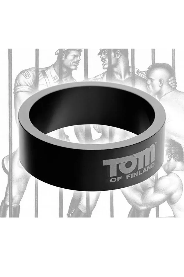 Male Sex Toys XR Brands Tom of Finland 60mm Aluminum Cock Ring Black XR Brands