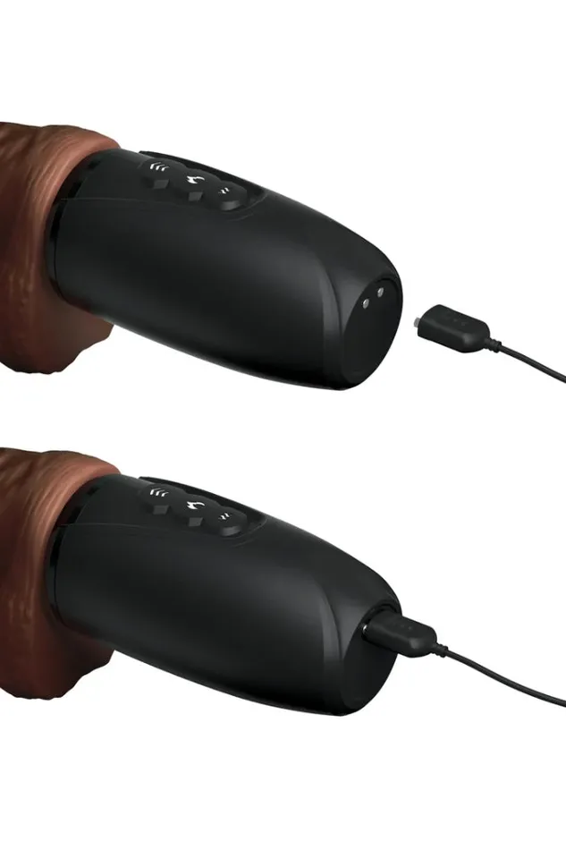 Pipedream Female Sex Toys Pipedream King Cock Plus Warming Thrusting Cock with Balls 75 Brown