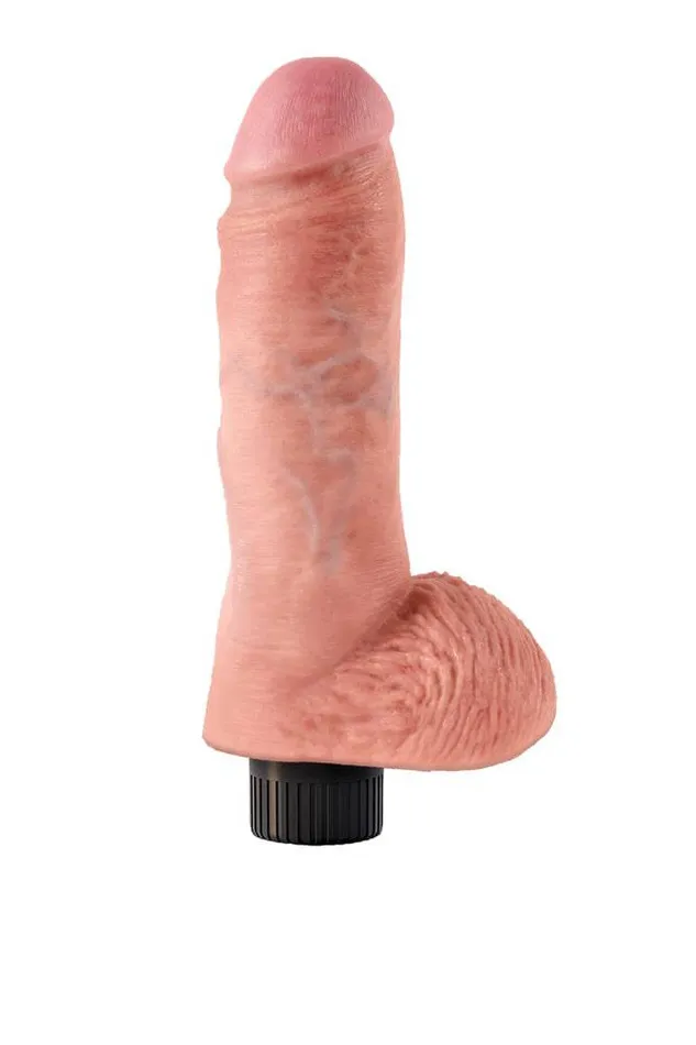Pipedream King Cock Vibrating Realistic Cock with Balls 8 inch Beige Pipedream Dildos