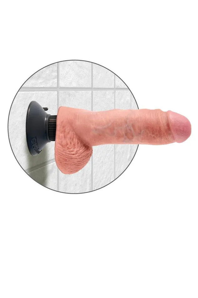 Pipedream King Cock Vibrating Realistic Cock with Balls 8 inch Beige Pipedream Dildos