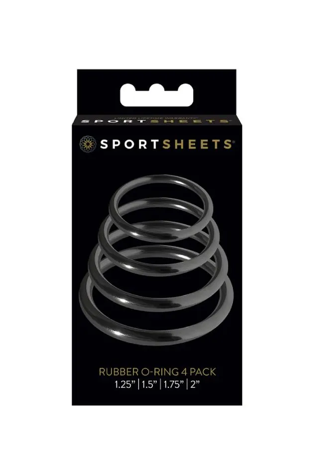 Sportsheets Male Sex Toys Sportsheets Rubber ORing 4Pack Black