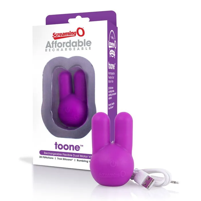 Vibrators Screaming O Screaming O Charged Toone Rechargeable Dual Tipped Vibrator Purple