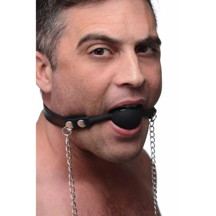 Male Sex Toys Strict Silicone Ball Gag with Nipple Clamps