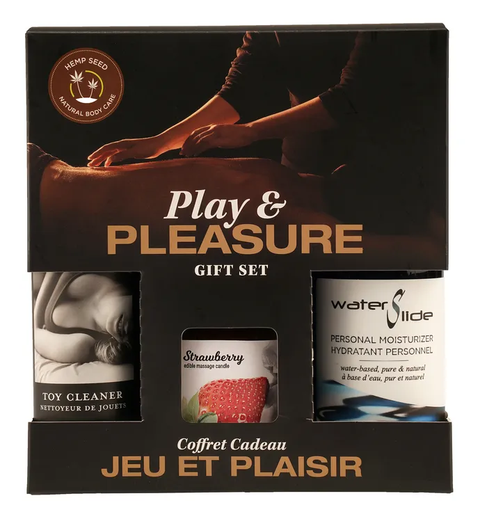 Sale Couples Hemp Seed by Night Play and Pleasure Gift Set Strawberry