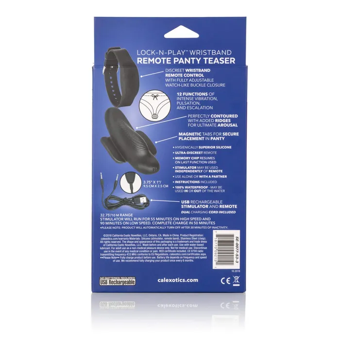 California Exotics Lock N Play Wristband Remote Panty Vibrator Black California Exotics Female Sex Toys