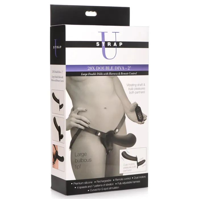 Dildos Strap U 28X Double Diva 2 Double Dildo w Harness Remote Black