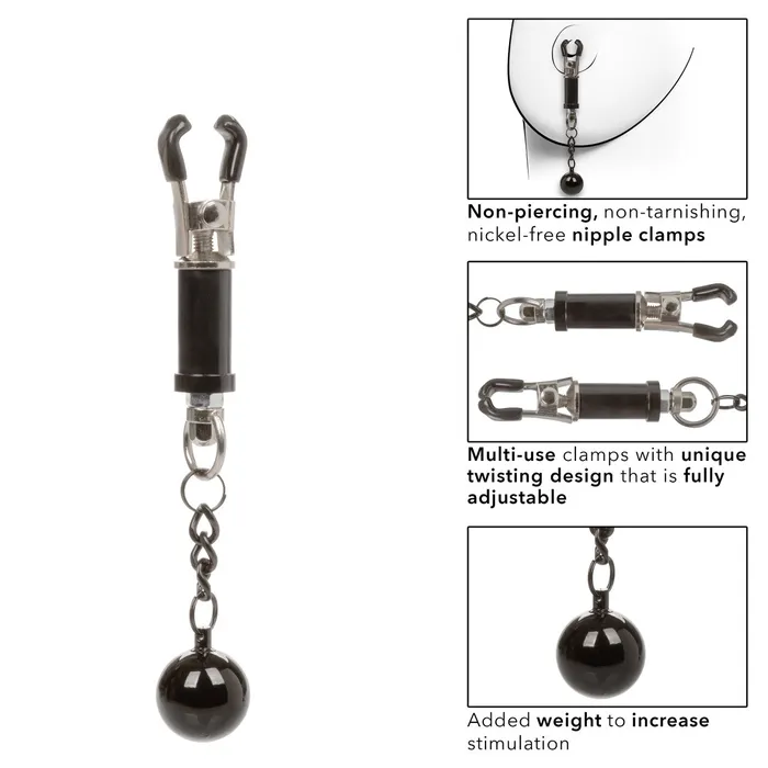 Female Sex Toys CALIFORNIA EXOTIC NOVELTIES NIPPLE GRIPS WEIGHTED TWIST CLAMPS