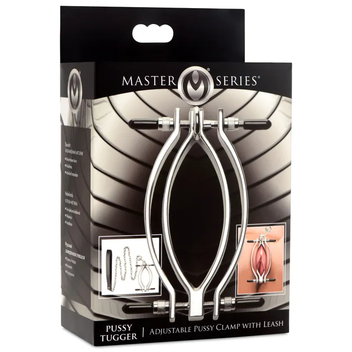 Master Series Male Sex Toys Pussy Tugger Adjustable Pussy Clamp with Leash