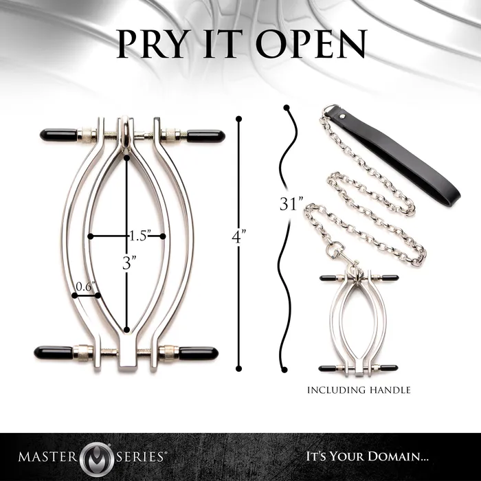 Master Series Male Sex Toys Pussy Tugger Adjustable Pussy Clamp with Leash