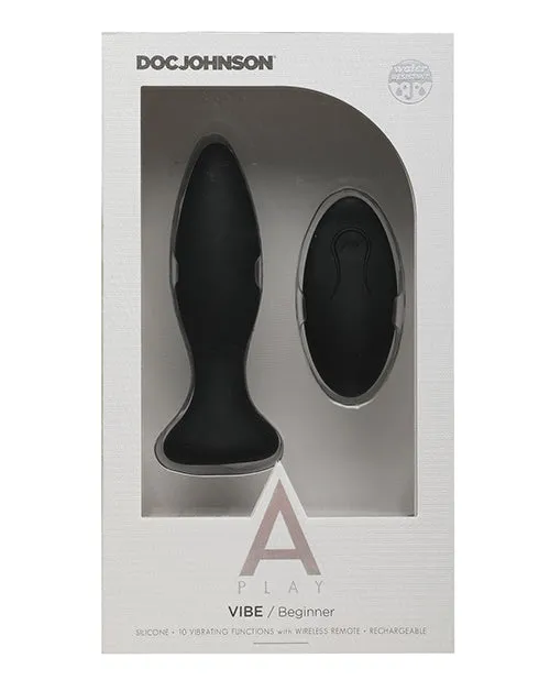 Anal A Play Rechargeable Silicone Beginner Anal Plug wRemote Black Open Desires