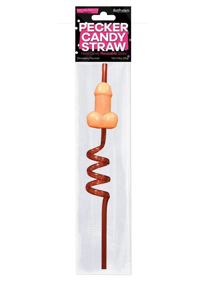 Candy Pecker Straw Strawberry Flavored Lollipop Bachelorette Dildos