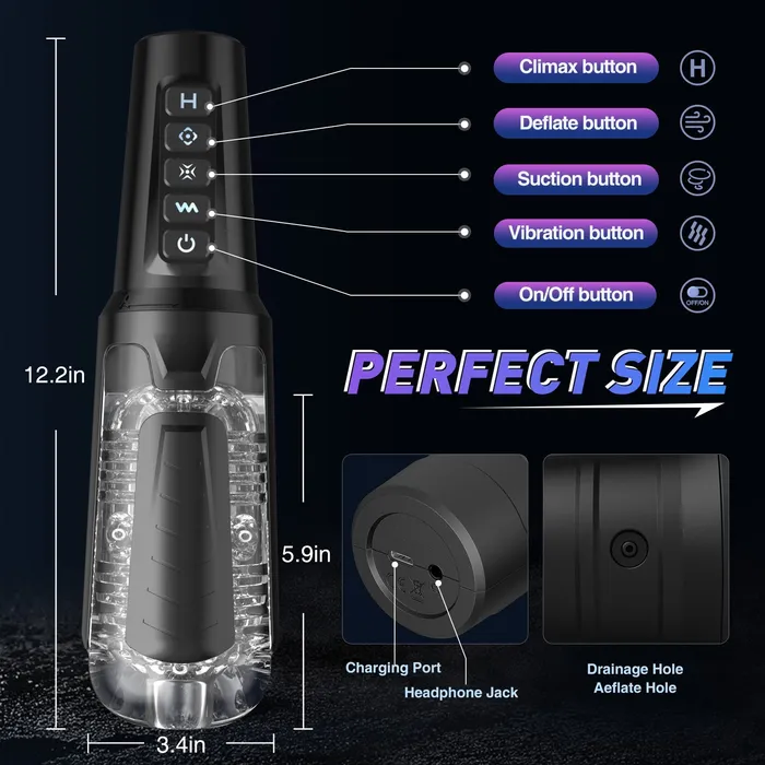 Earlypeach Male Sex Toys 10 Vibration Modes 4 Vacuum Suction Automatic Masturbator