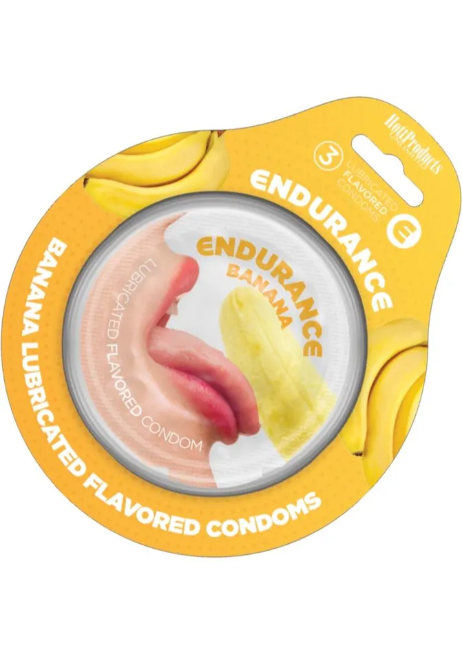Enhancers Lubricated Flavored Endurance Condoms 3 Per Pack Banana Endurance Condom Enhancers Lubricated Flavored Endurance Condoms 3 Per Pack Banana Endurance Condom