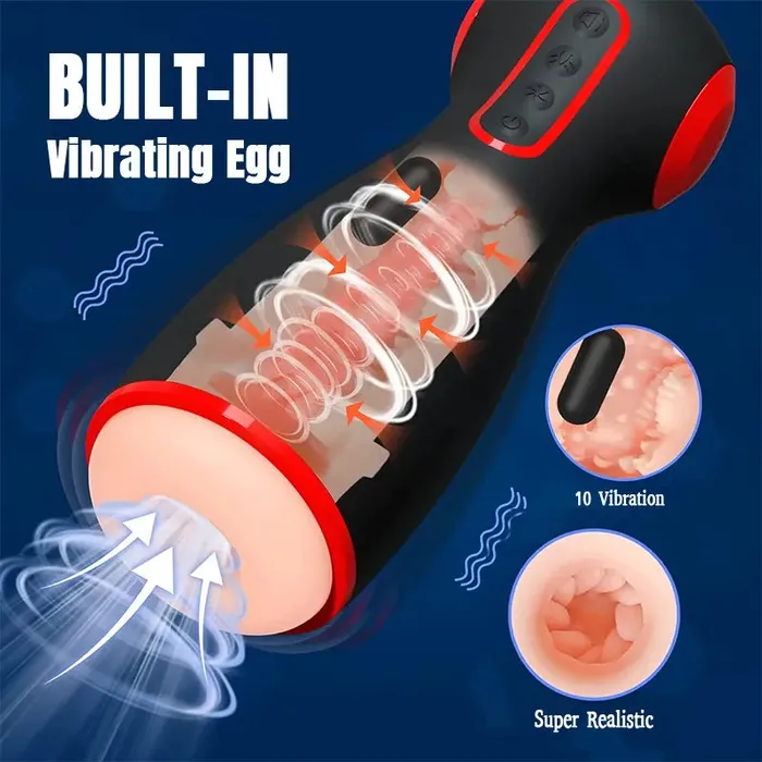 Inyarose Male Sex Toys DualMotor Male Masturbator with 7 Sucking 10 Vibration Settings