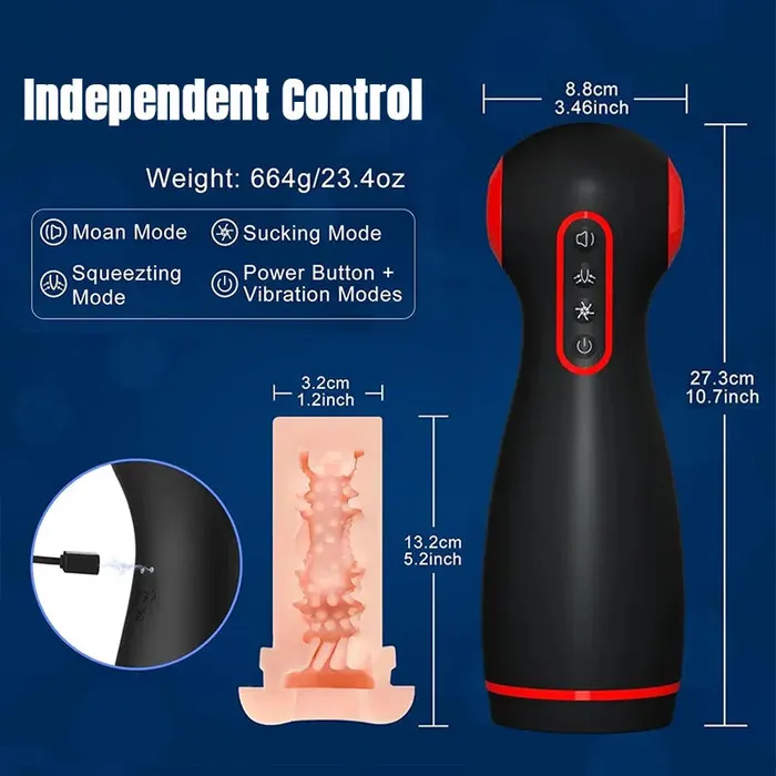 Inyarose Male Sex Toys DualMotor Male Masturbator with 7 Sucking 10 Vibration Settings