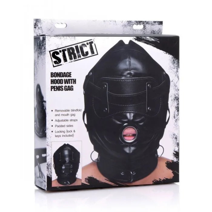 Male Sex Toys Strict Bondage Hood with Penis Gag STRICT