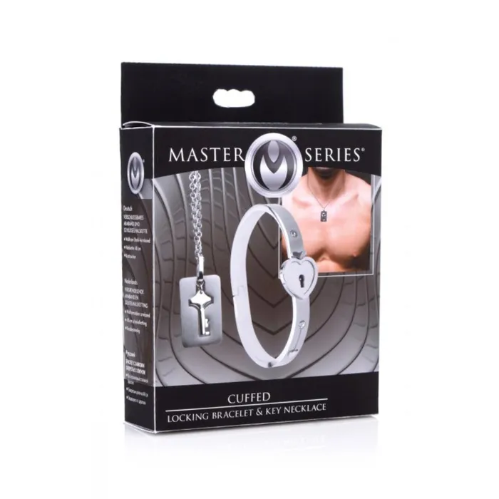 Master Series Anal Master Series Cuffed Locking Bracelet Key Necklace Silver