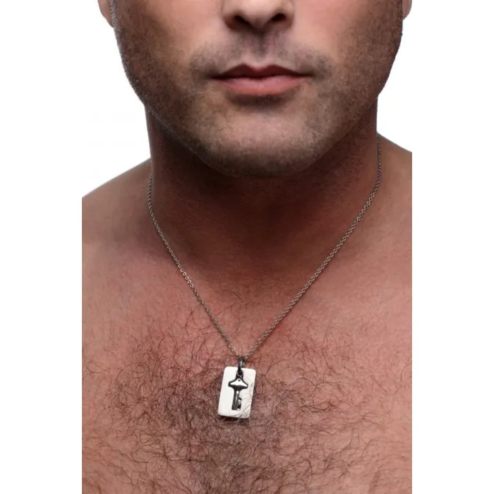 Master Series Anal Master Series Cuffed Locking Bracelet Key Necklace Silver