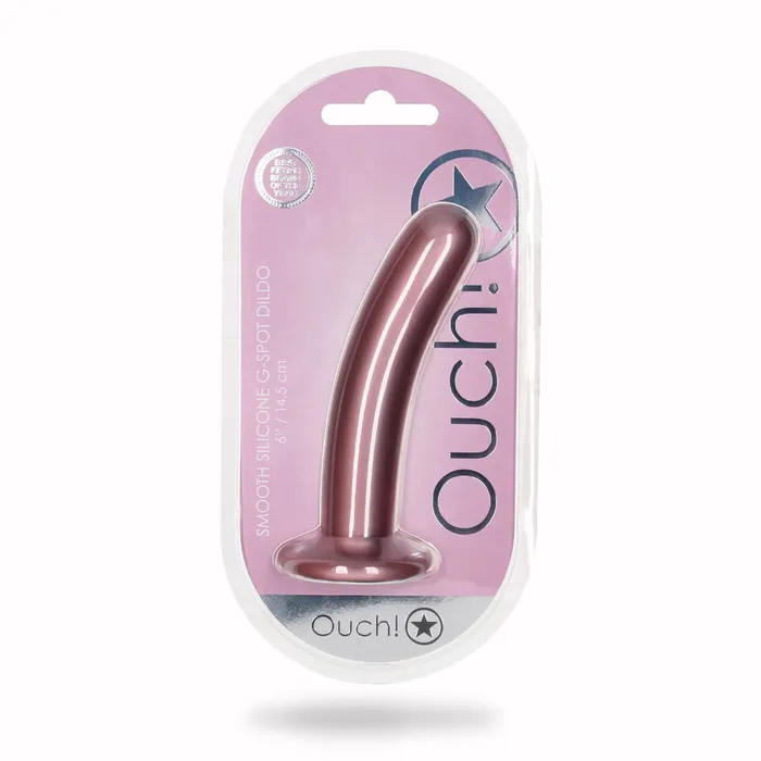 Ouch Smooth Silicone GSpot Dildo Metallic Rose 6 Inch Ouch Female Sex Toys