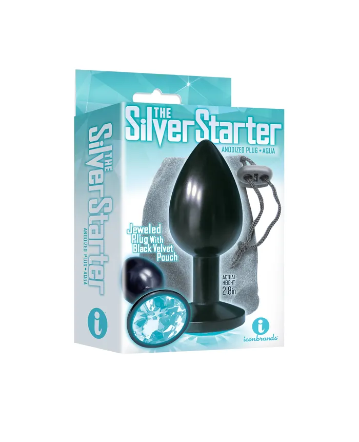 Anal Icon Brands The 9s the Silver Starter Anodized Bejeweled Stainless Steel Plug Aqua Anal Icon Brands The 9s the Silver Starter Anodized Bejeweled Stainless Steel Plug Aqua